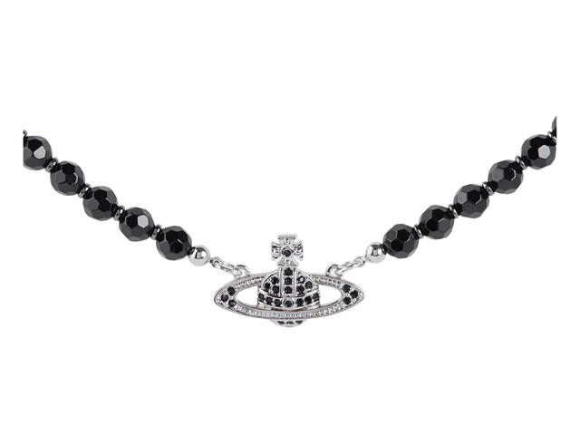 Vivienne Westwood Vivienne Westwood One Row Bas Relief Choker Silver-Tone In Silver-Tone Plating With Jet Black Pearl - view 1