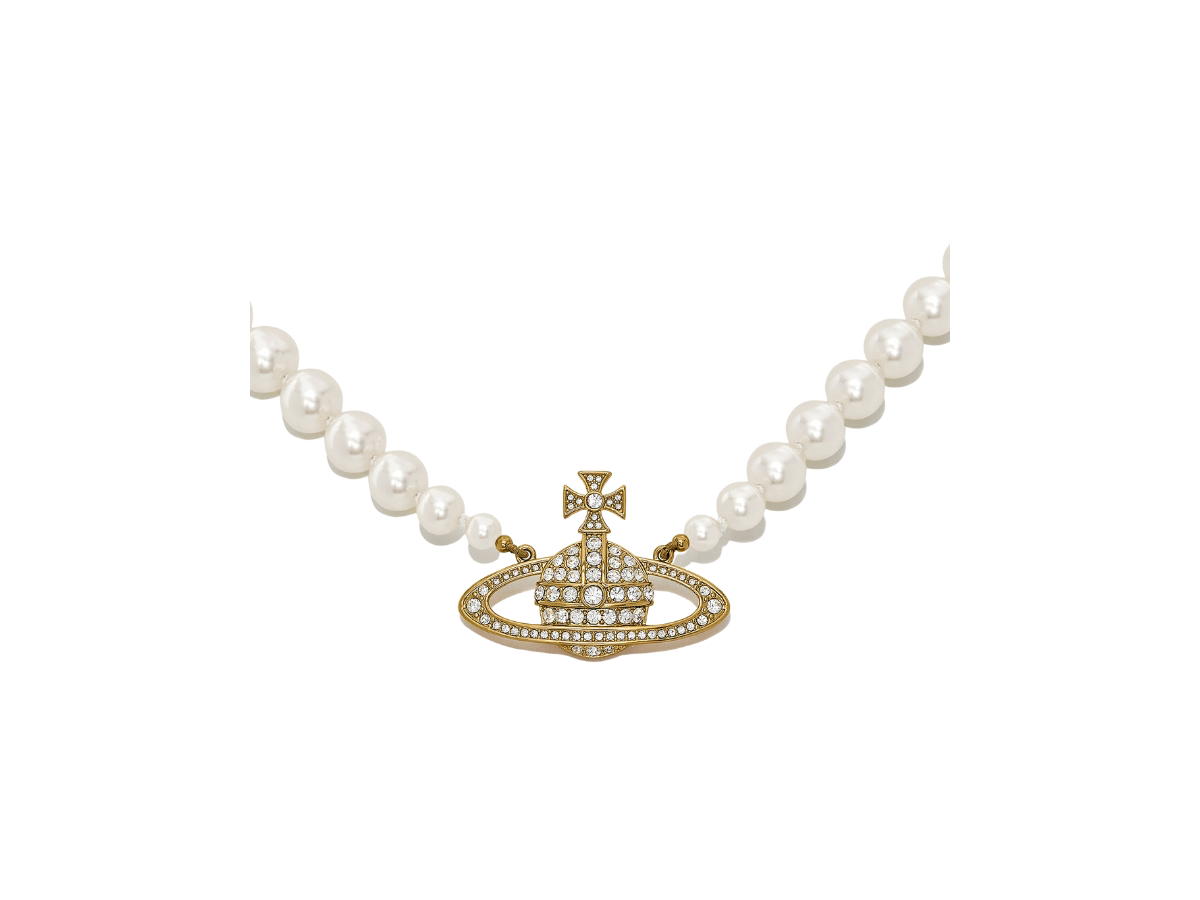 Vivienne Westwood Vivienne Westwood One Row Pearl Bas Relief Choker Gold