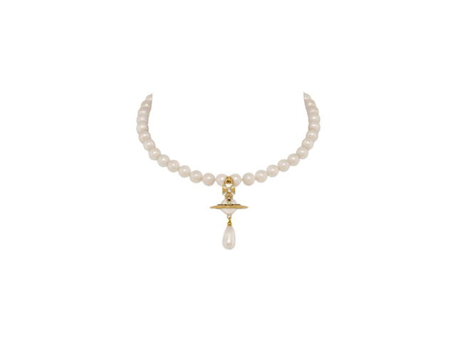 Vivienne Westwood Vivienne Westwood One Row Pearl Drop Choker Gold-Pearl-Multi - view 1