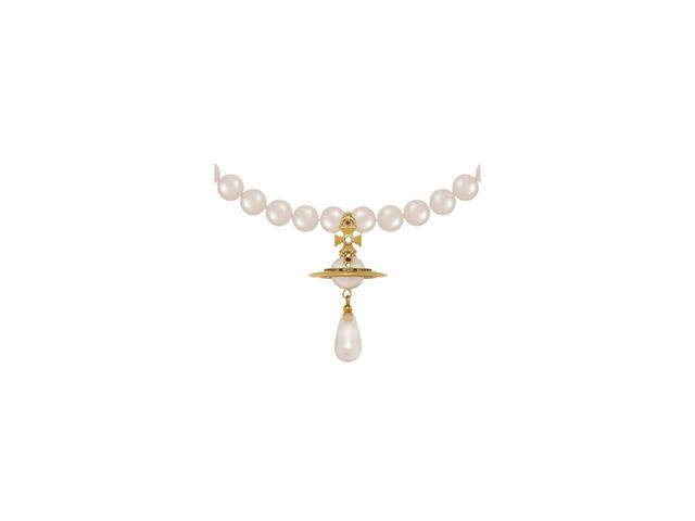 Vivienne Westwood Vivienne Westwood One Row Pearl Drop Choker Gold-Pearl-Multi - view 2
