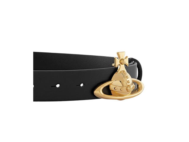 Vivienne Westwood Vivienne Westwood Orb Buckle Belt In Black Leather With Light Gold-Tone Plating - view 2