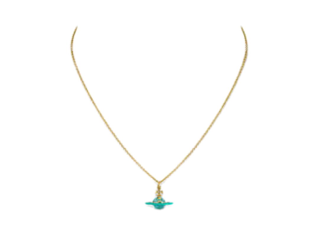 Vivienne Westwood Vivienne Westwood Petite Original Orb Pendant Gold-Green Transparent Light Mint Enamel-Light