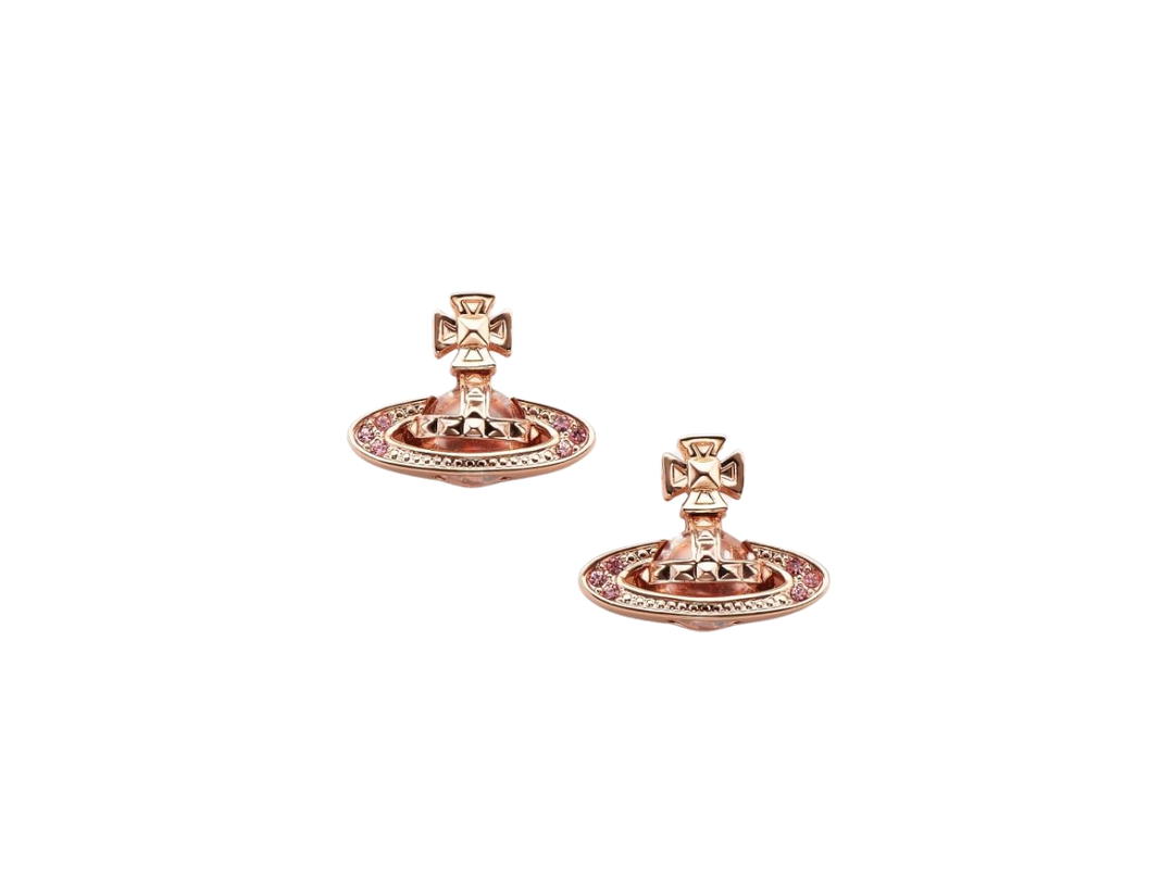Vivienne Westwood Vivienne Westwood Pina Bas Relief Earrings In Brass Rhodium Crystal Pink Gold