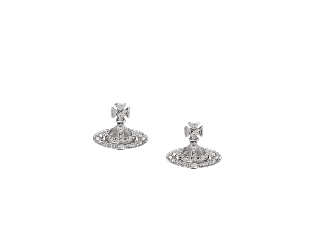 Vivienne Westwood Vivienne Westwood Pina Bas Relief Earrings In Brass Rhodium Crystal Silver