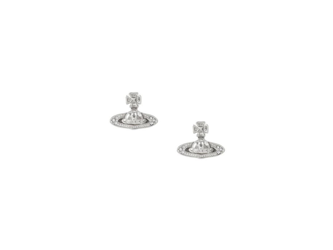 Vivienne Westwood Vivienne Westwood Pina Bas Relief Earrings In Brass Rhodium Crystal Silver