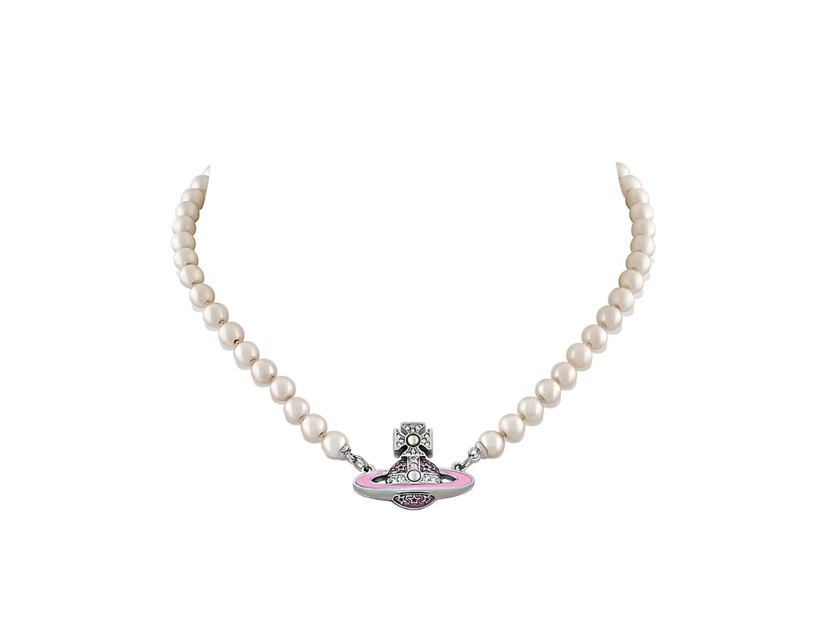 Vivienne Westwood Vivienne Westwood Roxanne Pearl Necklace In Orb Shape Brass-Crystal Star Detailing With Silver-tone Plating