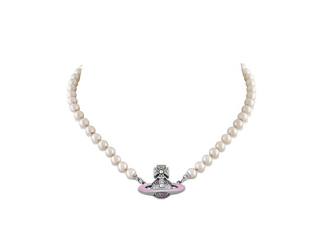 Vivienne Westwood Vivienne Westwood Roxanne Pearl Necklace In Orb Shape Brass-Crystal Star Detailing With Silver-tone Plating - view 1