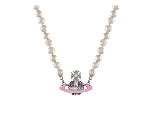 Vivienne Westwood Vivienne Westwood Roxanne Pearl Necklace In Orb Shape Brass-Crystal Star Detailing With Silver-tone Plating - view 2