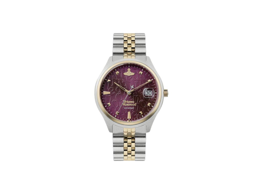 Vivienne Westwood Vivienne Westwood The Camberwell Watch In Polished Coating With Red Branded Dial And Chain-Link Strap