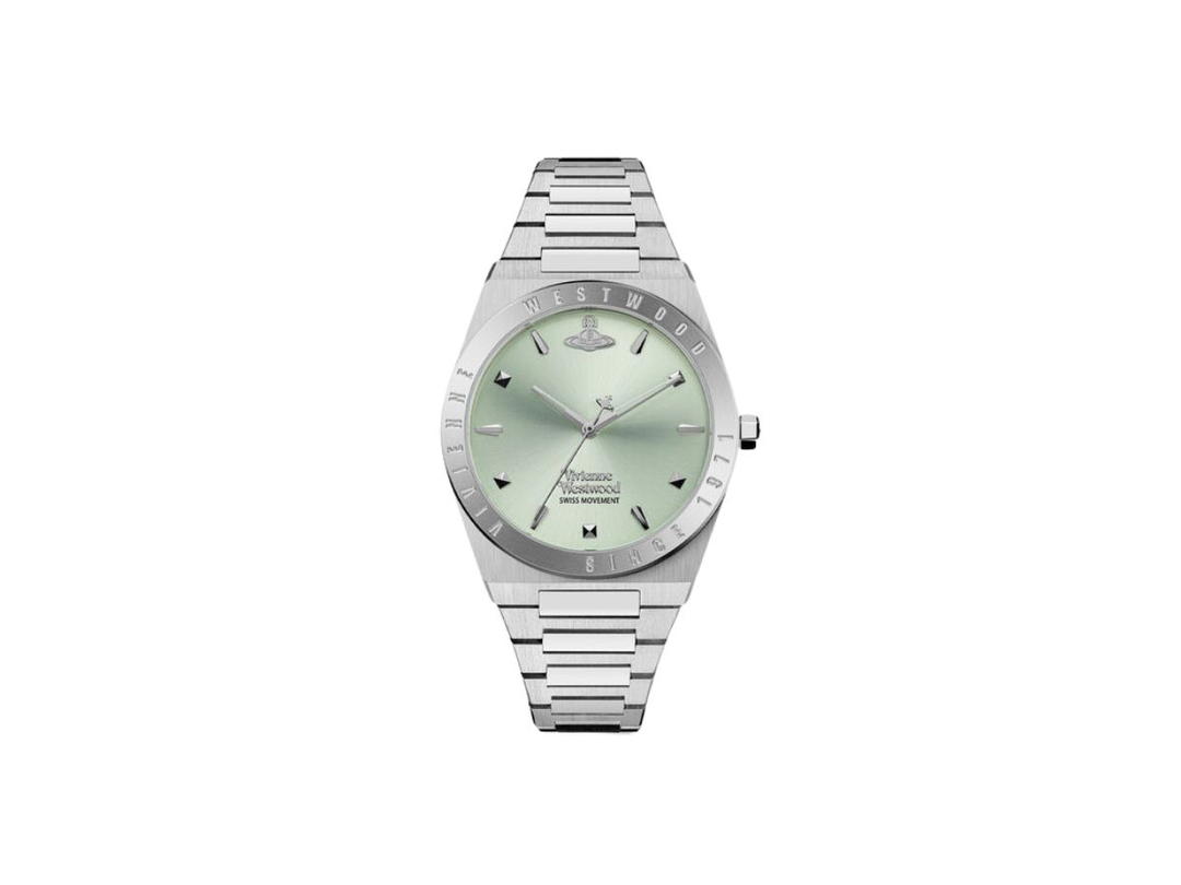 Vivienne Westwood Vivienne Westwood The Charterhouse Watch In Silver Plating With Green Face And H Shaped Links