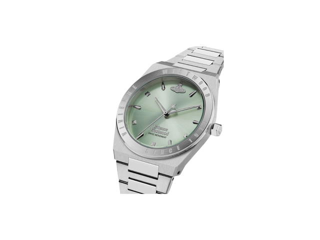 Vivienne Westwood Vivienne Westwood The Charterhouse Watch In Silver Plating With Green Face And H Shaped Links - view 2