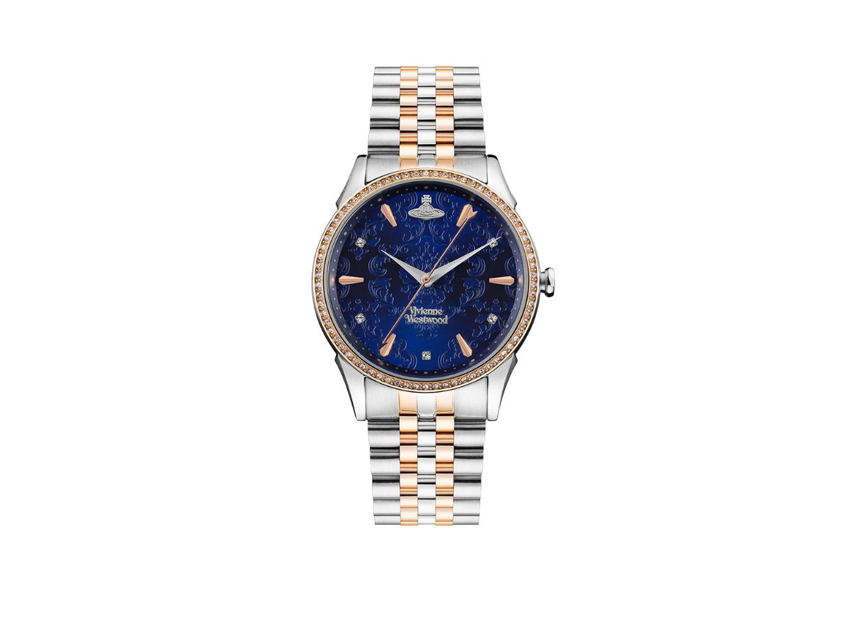 Vivienne Westwood Vivienne Westwood The Wallace Watch In Stainless Steel With Rose Gold Metal Blue