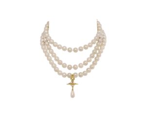 Buy Vivienne Westwood Three Row Pearl Drop Choker Gold at Sasom – Authentic and Ready to Ship