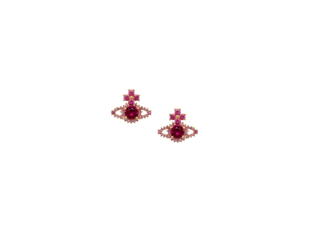 Vivienne Westwood Vivienne Westwood Valentina Orb Earrings Gold-Fuchsia-Ruby Cz