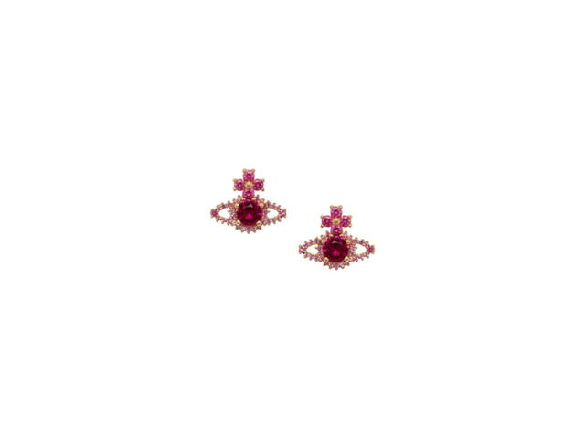 Vivienne Westwood Vivienne Westwood Valentina Orb Earrings Gold-Fuchsia-Ruby Cz - view 1