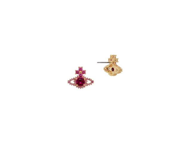 Vivienne Westwood Vivienne Westwood Valentina Orb Earrings Gold-Fuchsia-Ruby Cz - view 2