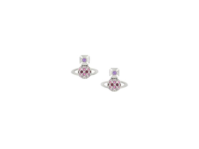 Vivienne Westwood Vivienne Westwood Willa Bas Relief Earrings Platinum-Violet-Light Amethyst-Amethyst Crystal - view 1