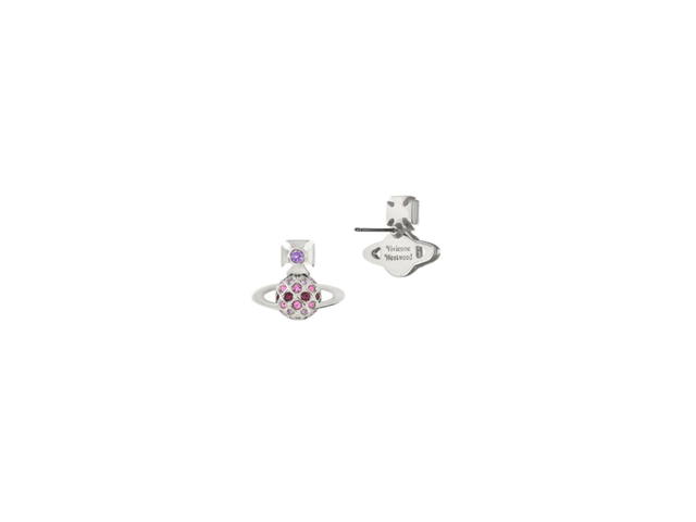 Vivienne Westwood Vivienne Westwood Willa Bas Relief Earrings Platinum-Violet-Light Amethyst-Amethyst Crystal - view 2