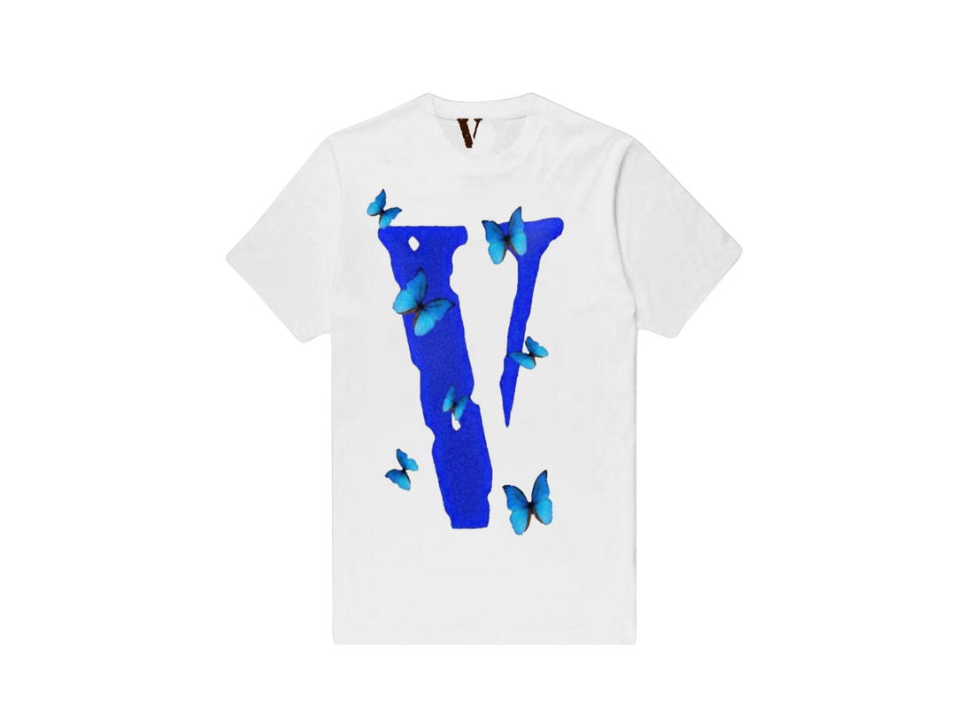 Vlone Vlone Butterfly T-Shirt Blue WHITE