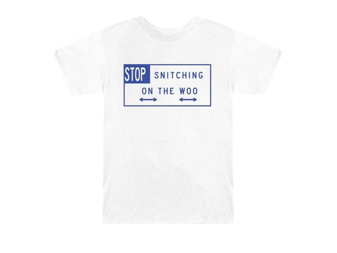 Vlone Vlone X Pop Smoke Stop Snitching T-shirt White/Blue