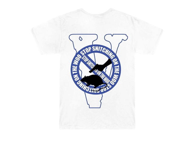 Vlone Vlone X Pop Smoke Stop Snitching T-shirt White/Blue - view 2