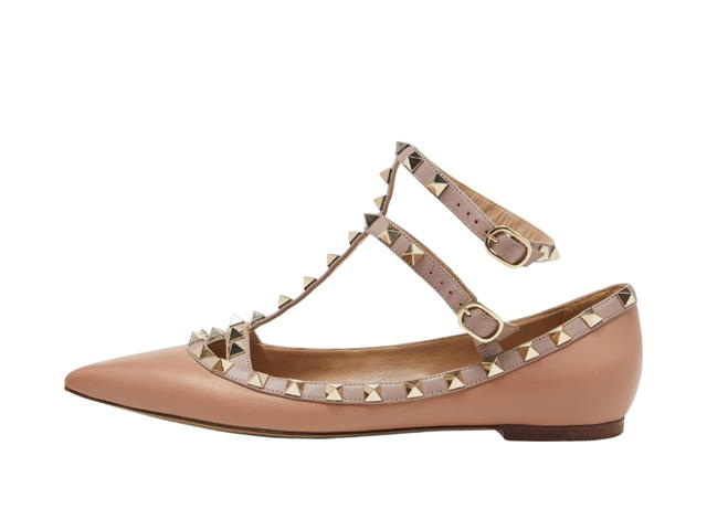 Valentino Garavani Valentino Garavani Ankle Strap Ballet Flats Dusty Pink Leather Rockstud - view 2