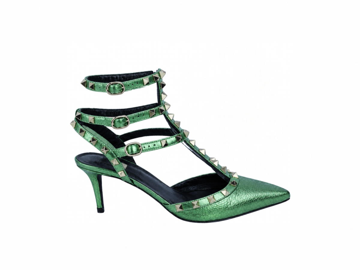 Valentino Valentino Rockstud Strap Pumps Leather Metallic  Green  (W)