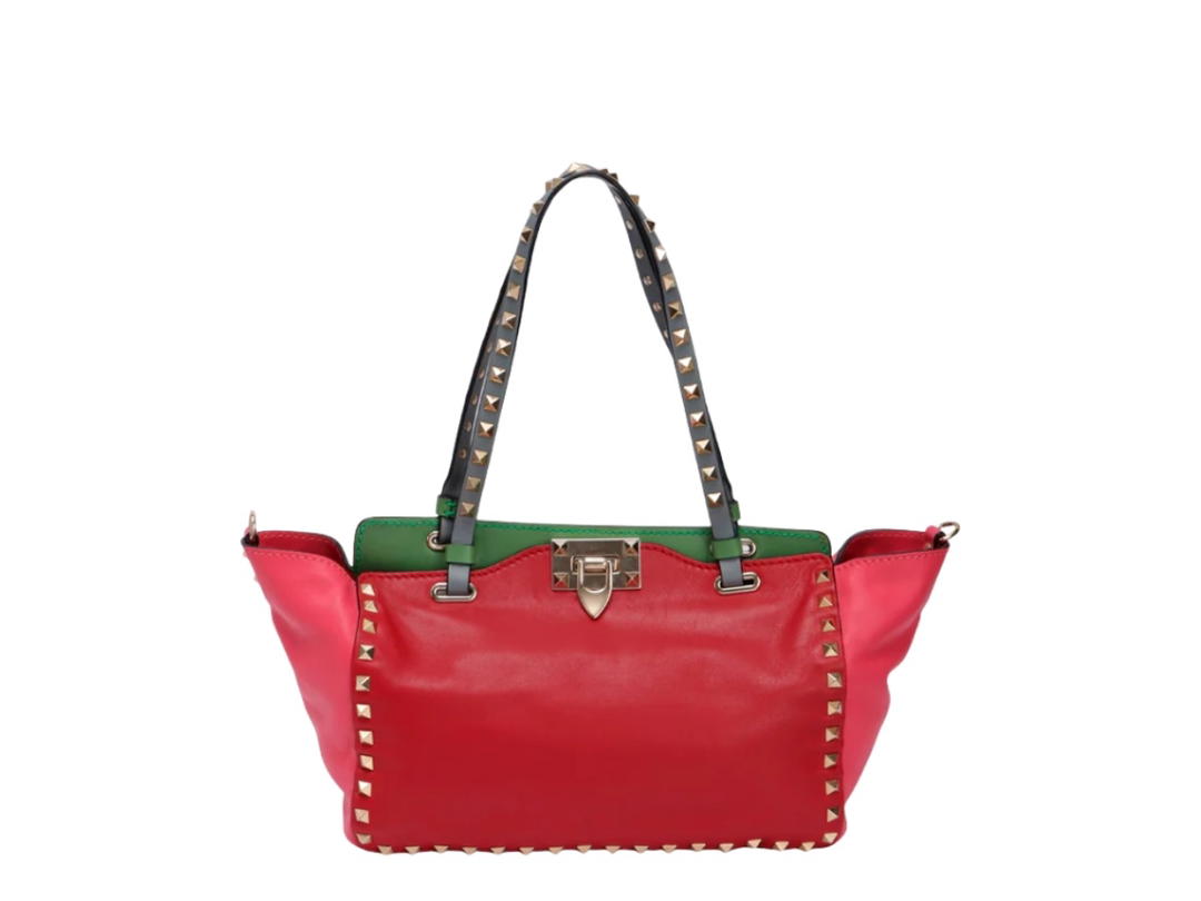 Valentino Garavani Valentino Garavani Rockstuds Leather 2way Bag Red Green