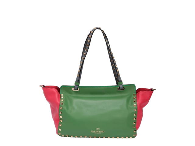 Valentino Garavani Valentino Garavani Rockstuds Leather 2way Bag Red Green - view 2