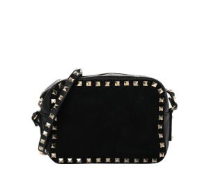 Buy Valentino Garavani Suede Rockstud Camera Crossbody Bag Black at Sasom – Authentic and Ready to Ship