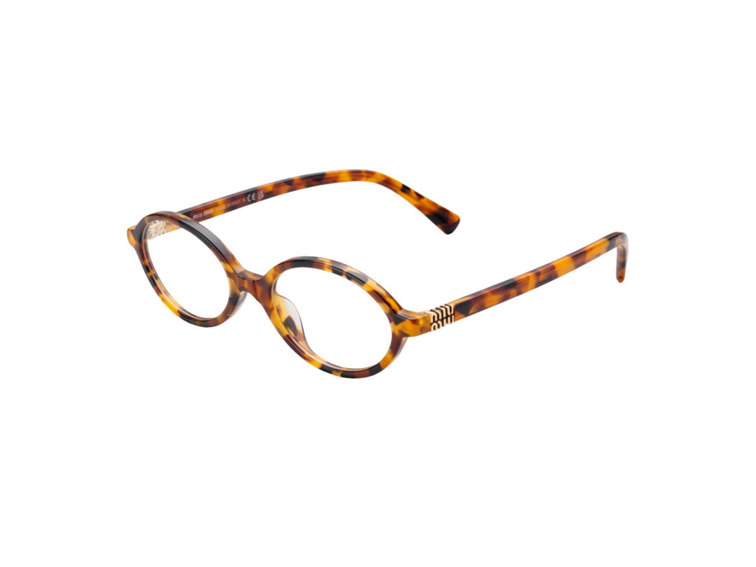 Miu Miu Miu Miu Glasses In Light Havana Frame With Oval Lens