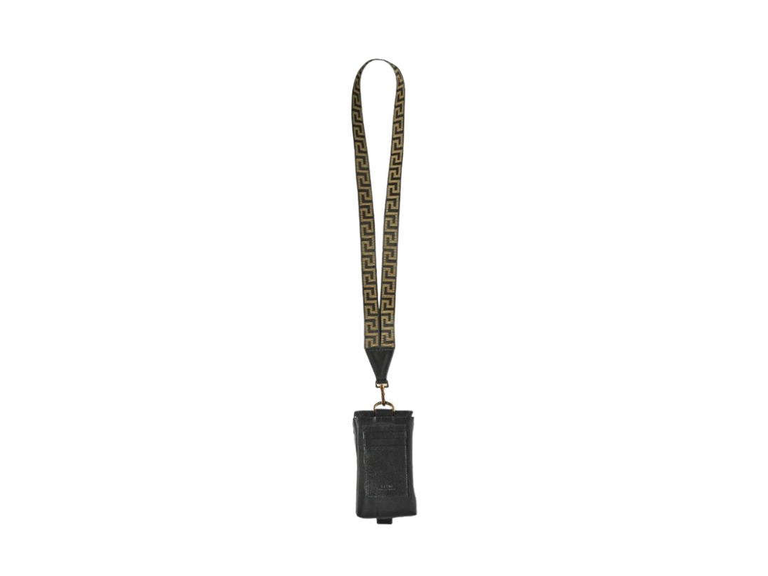 Versace Versace Greek Lanyard Neck Wallet Black