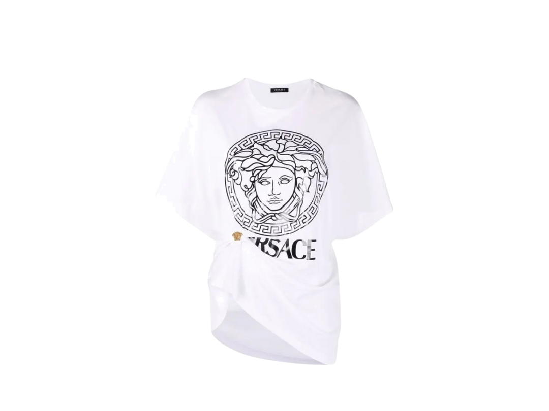 Versace Versace Draped Logo Print T-shirt White (Women's)