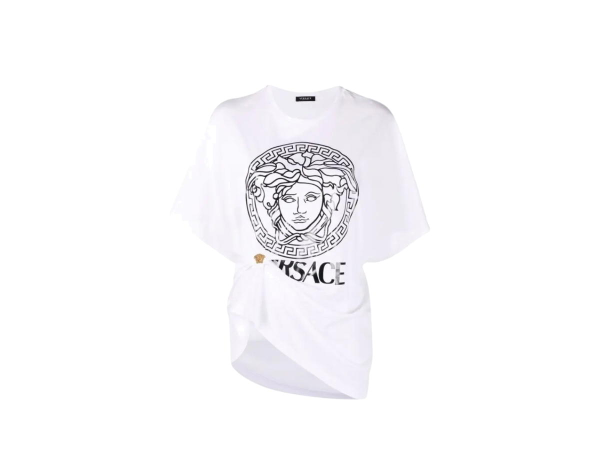 Versace Versace Draped Logo Print T-shirt White (Women's)