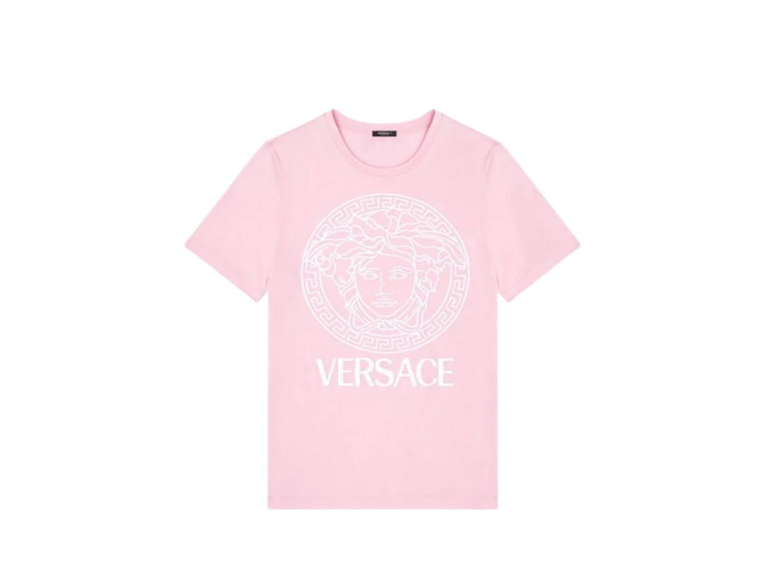 Versace Versace Logo Embroidered T - Shirt Pink (Women's)