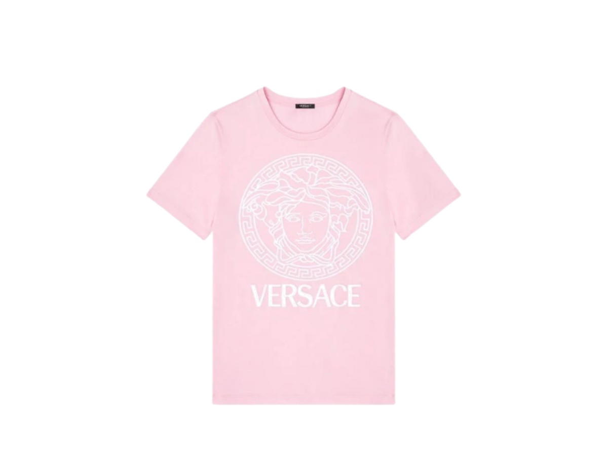 Versace Versace Logo Embroidered T - Shirt Pink (Women's)