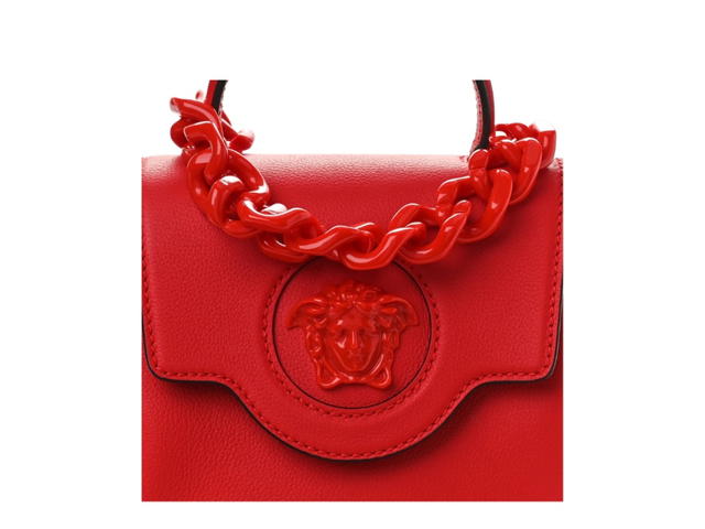 Versace Versace Grained Calfskin Small La Medusa Top Handle Bag Red - view 4