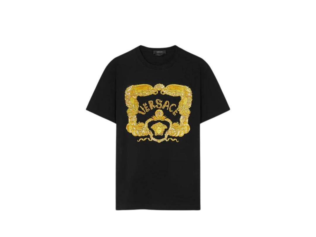 Versace Versace Seashell Baroque Logo Graphic Tee Black
