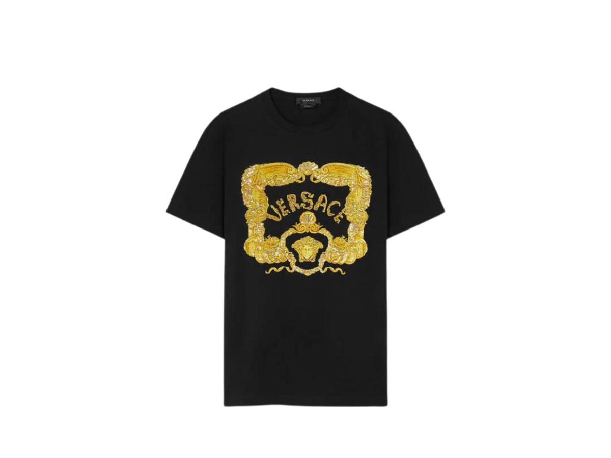 Versace Versace Seashell Baroque Logo Graphic Tee Black