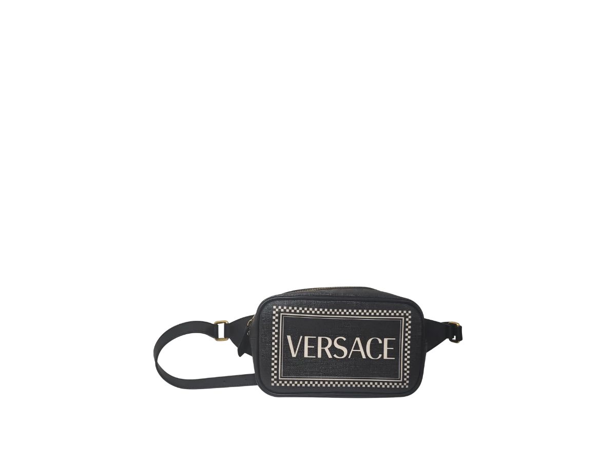 Versace Versace Logo Print Leather Belt Bag Black