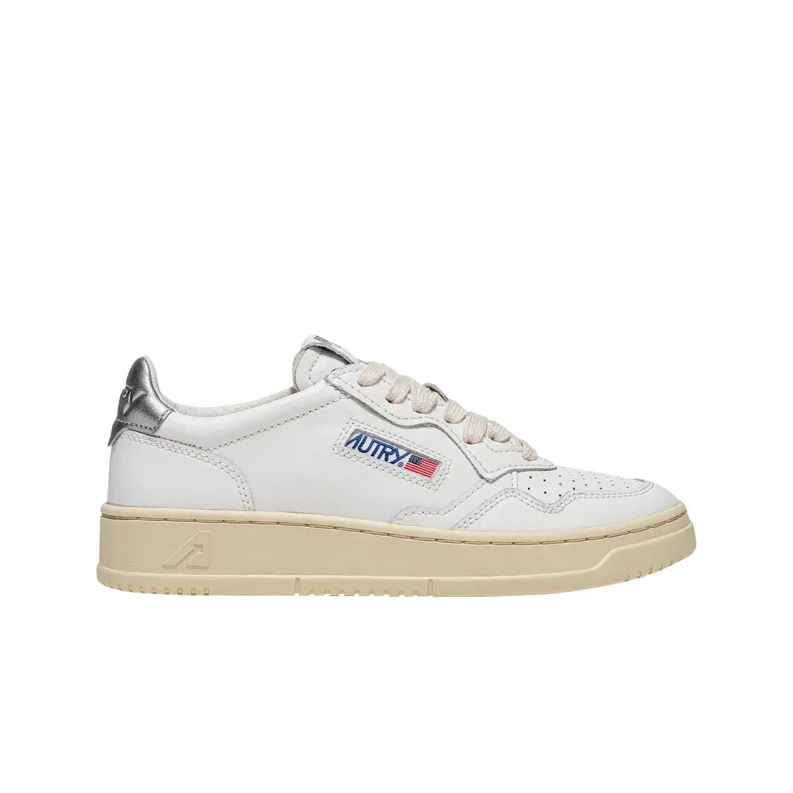 Autry (W) Autry Medalist Low Leather Sneakers White Silver