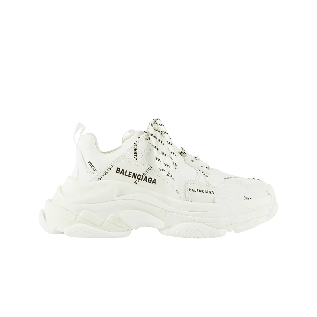 Balenciaga (W) Balenciaga Allover Logo Triple S Sneakers White