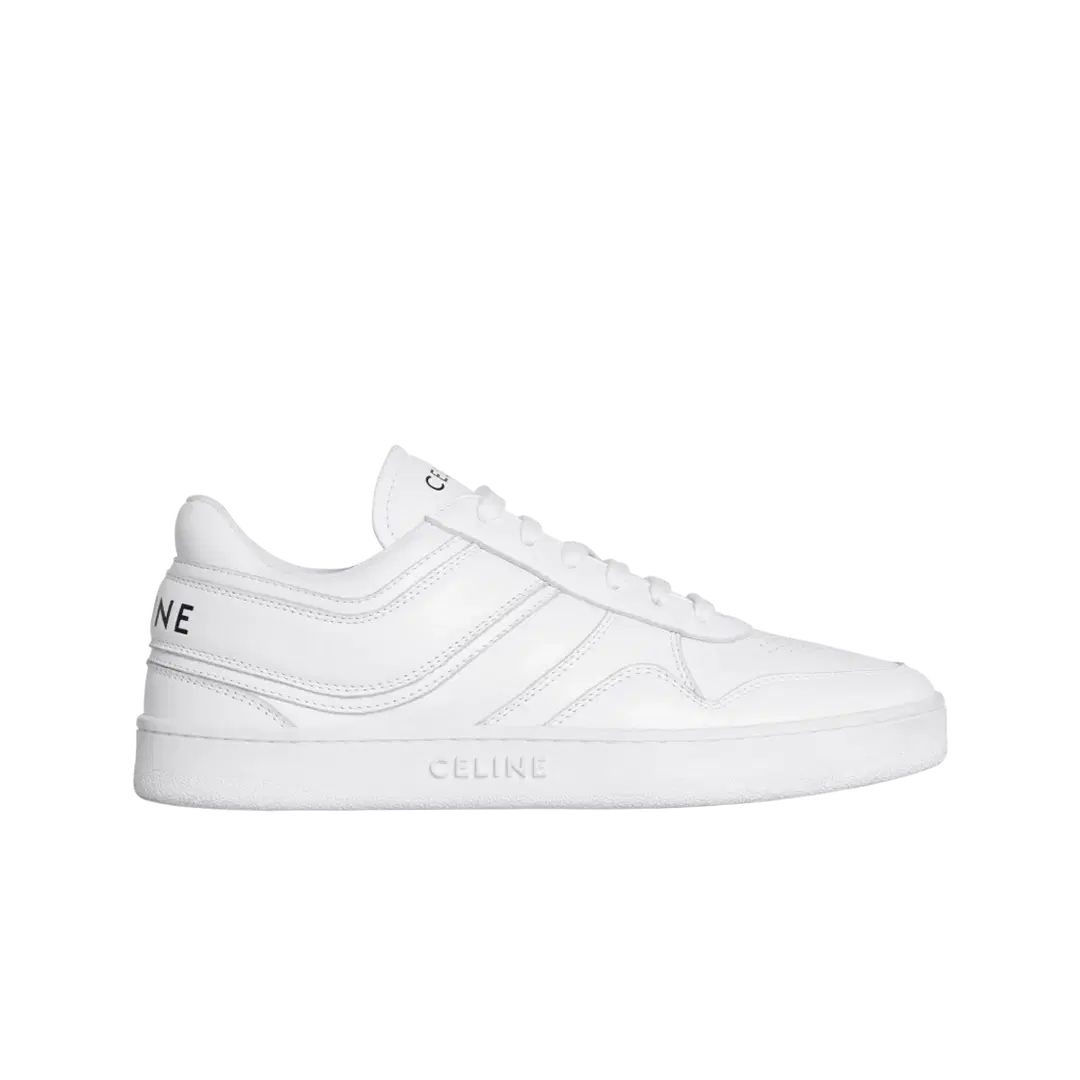 Celine (W) Celine Trainer Low Lace Up Calfskin Sneakers Optic White