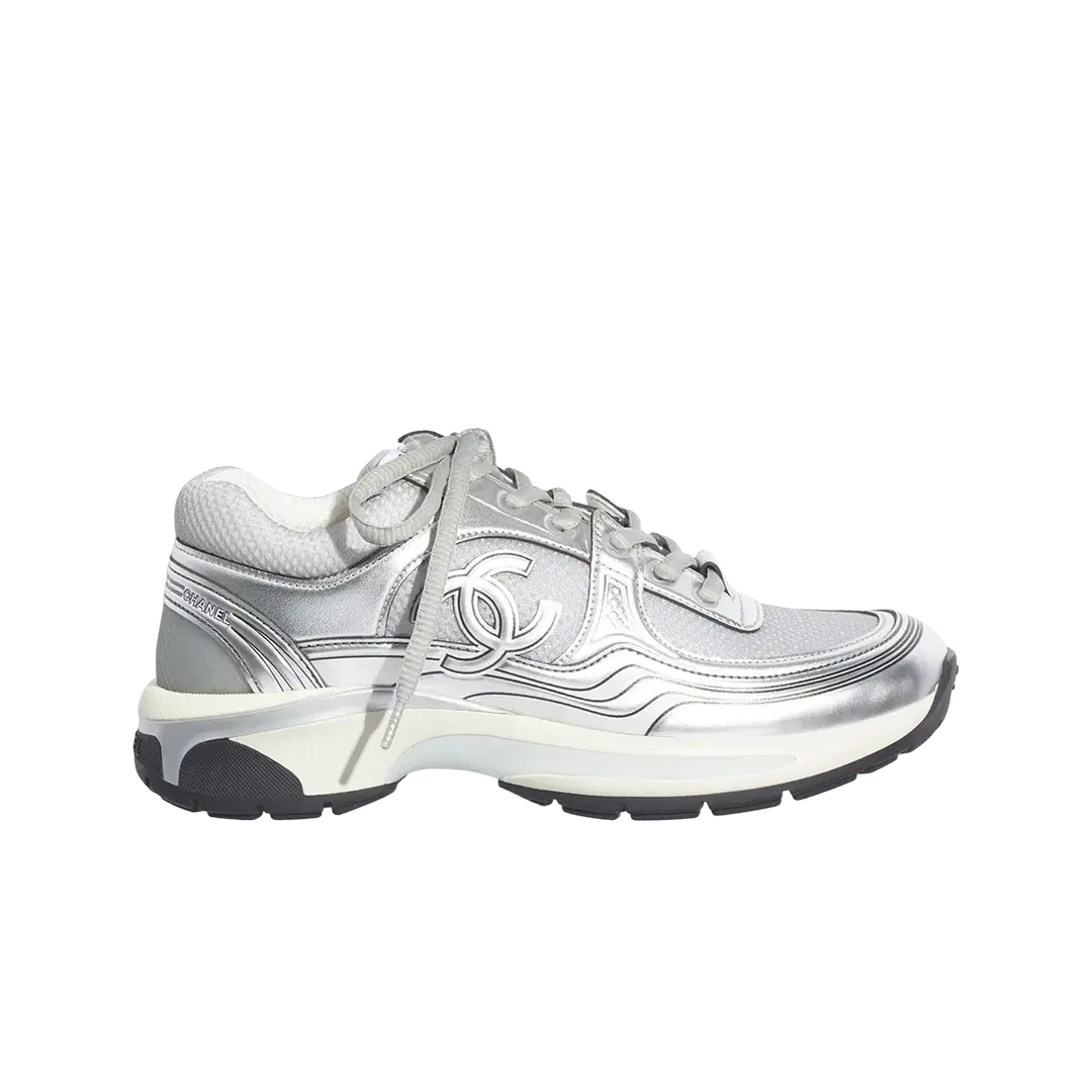 Chanel (W) Chanel Sneakers Fabric Laminated & Light Gray Silvered