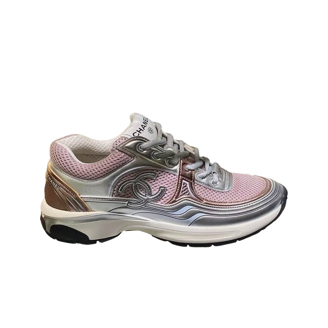 Chanel (W) Chanel Sneakers Fabric Laminated & Pink Silver