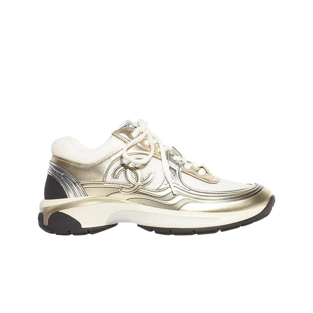 Chanel (W) Chanel Sneakers Fabric Laminated & White Gold Silver