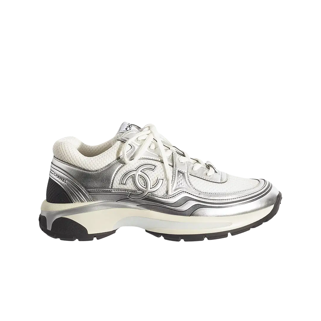 Chanel Chanel Sneakers Fabric Laminated & White Silver (W)