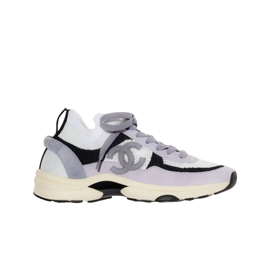 Chanel (W) Chanel Sneakers Knit Suede Calfskin & White Purple
