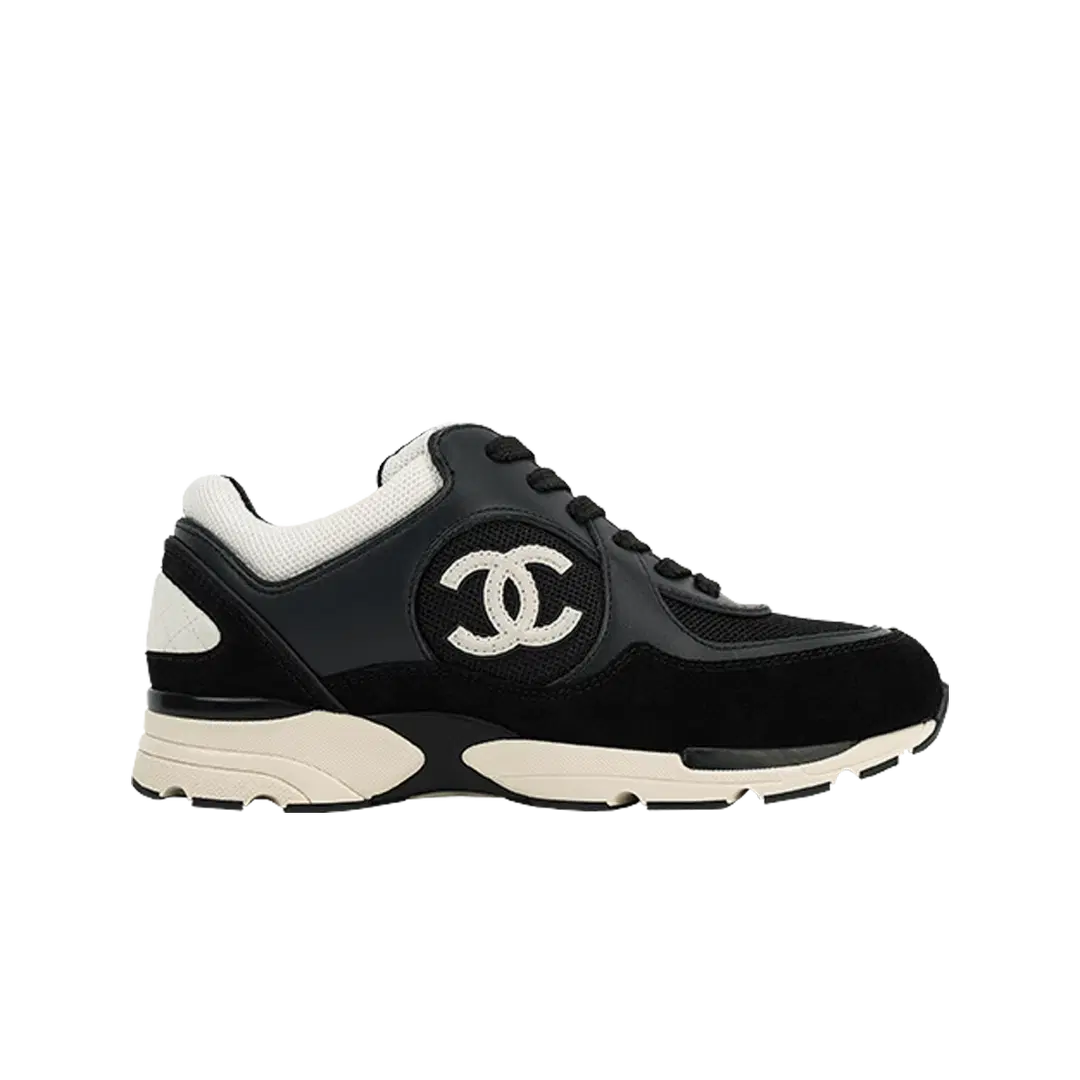 Chanel (W) Chanel Sneakers Mesh Suede Calfskin & Navy Black