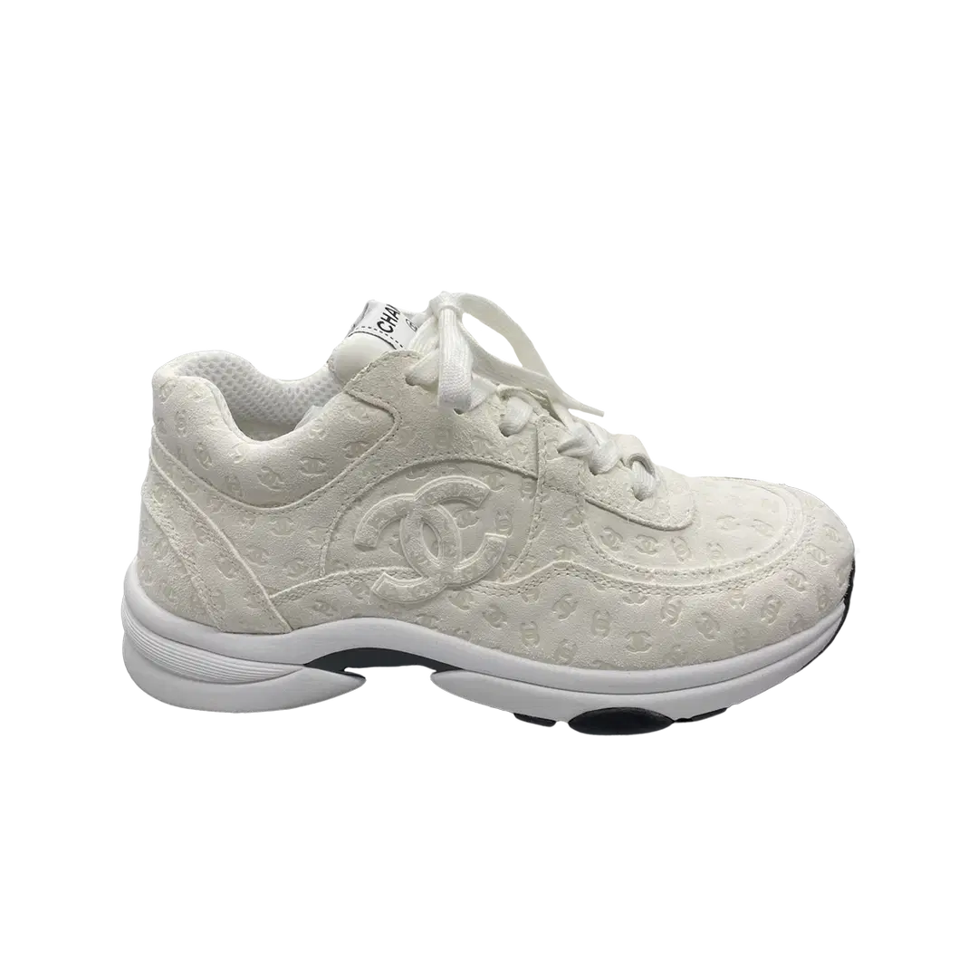 Chanel (W) Chanel Sneakers Printed Suede Calfskin & White